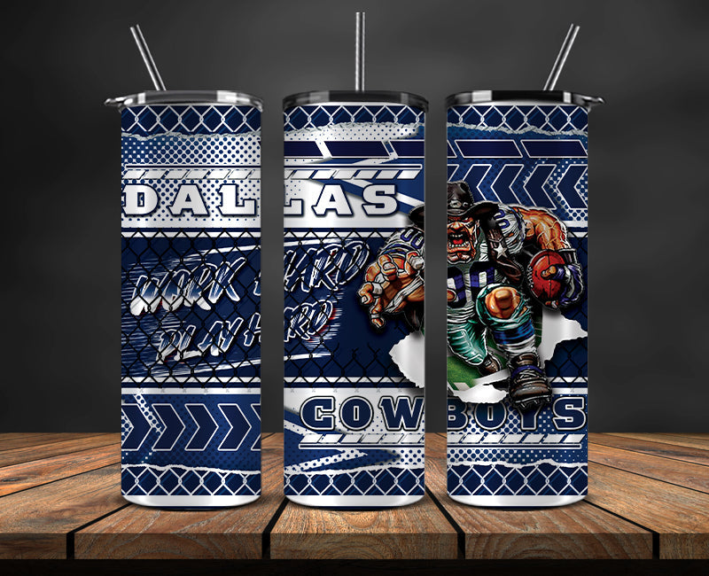American football themed tumbler wrap design for 20oz skinny tumbler, sports fan style