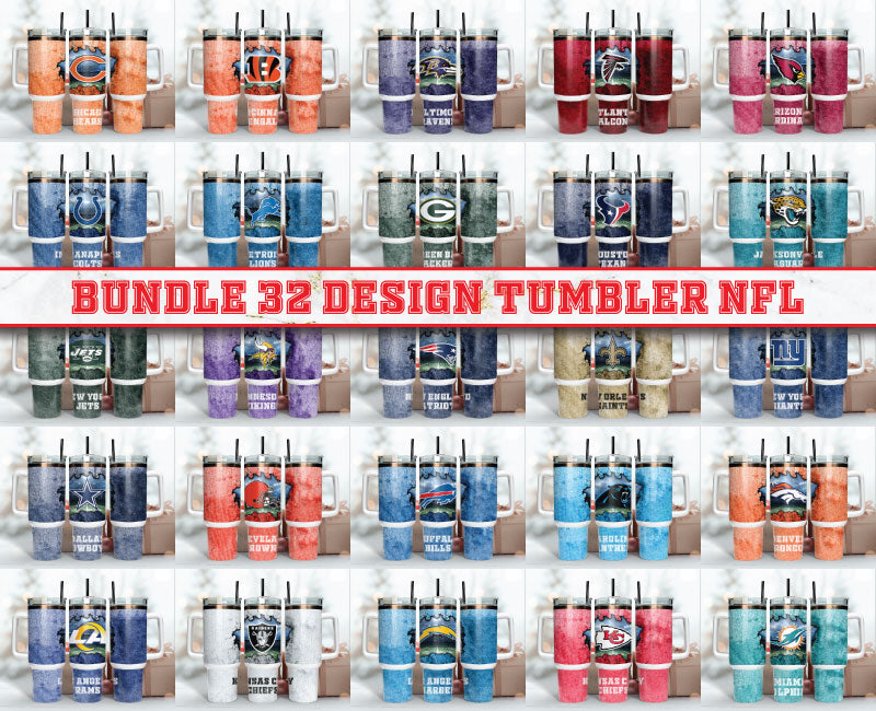 Bundle 32 Design Tumbler NFL 40oz Png, 40oz Tumbler Skinny 132