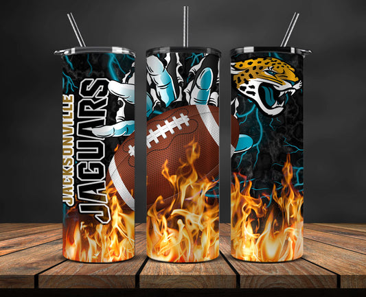 Jacksonville Jaguars Tumbler Wrap, Fire Hand Tumbler Wrap , NFL Football 20oz LUJ-17