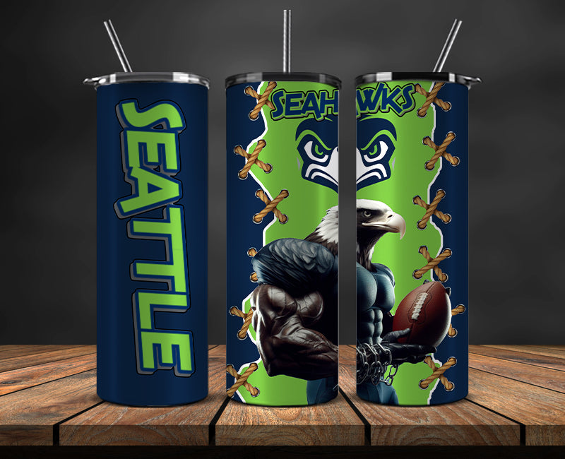 American football themed tumbler wrap design for 20oz skinny tumbler, sports fan style