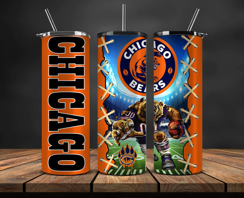 American football themed tumbler wrap design for 20oz skinny tumbler, sports fan style