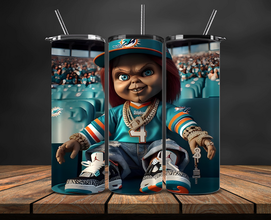 Miami Dolphins Tumbler Wrap, NFL Trendy Tumbler 33