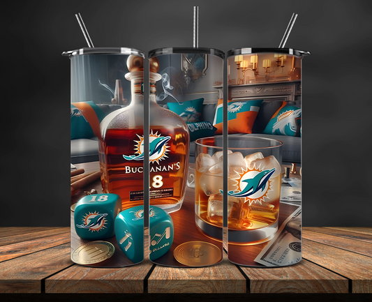 Miami Dolphins Tumbler Wrap, NFL Trendy Tumbler 03
