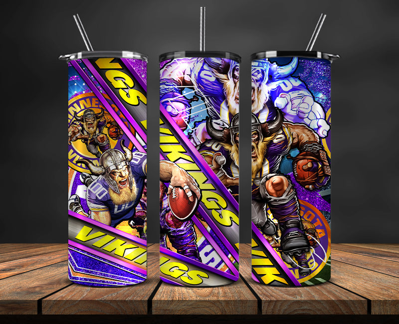 American football themed tumbler wrap design for 20oz skinny tumbler, sports fan style