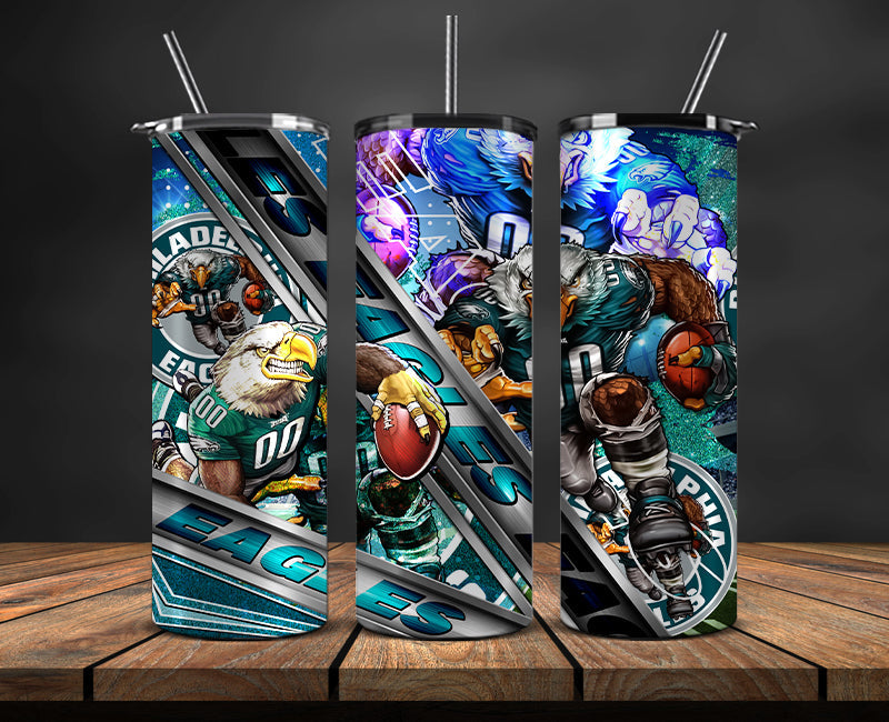 American football themed tumbler wrap design for 20oz skinny tumbler, sports fan style