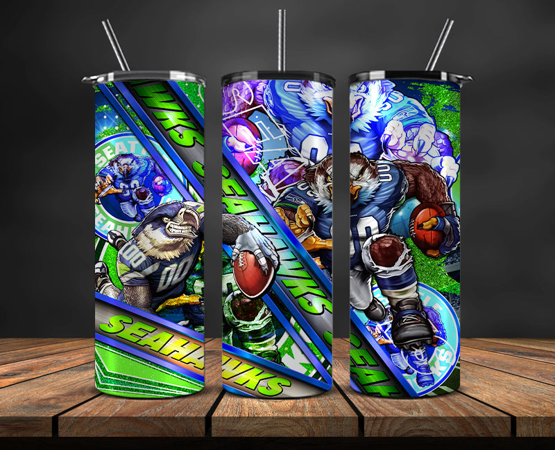 American football themed tumbler wrap design for 20oz skinny tumbler, sports fan style