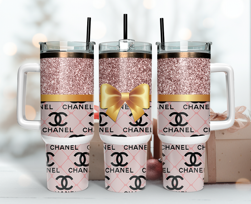 Chanel Tumbler Wrap 40oz,Tumbler Wrap with Logo Fashion - Instant PNG File 06