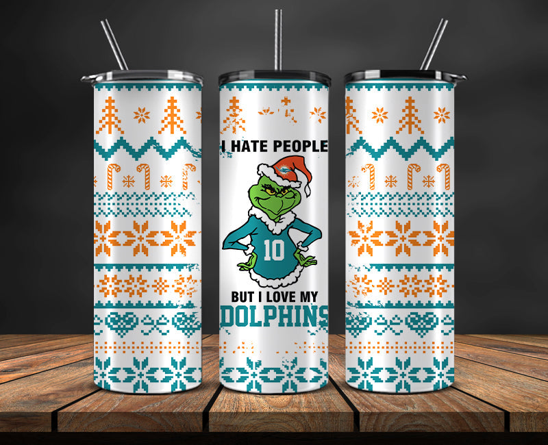 Miami Dolphins Christmas Tumbler 20oz,NFL Merry Christmas 20oz, NFL Christmas Tumbler 20oz 110