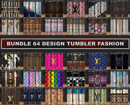 Bundle 64 Design Tumbler Fashion, Luxury Designer Tumbler Design,Digital Luxury Fashion 20oz Tumbler Wrap,Tumbler Logo Brand 119