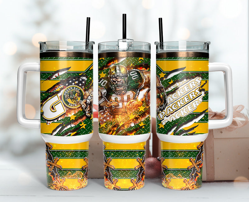 Green Bay Packers Tumbler 40oz Png, 40oz Tumbler Skinny 12