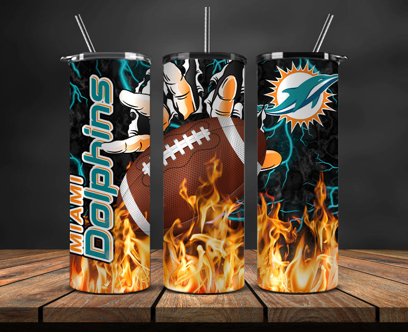 Miami Dolphins Tumbler Wrap, Fire Hand Tumbler Wrap , NFL Football 20oz LUJ- 13
