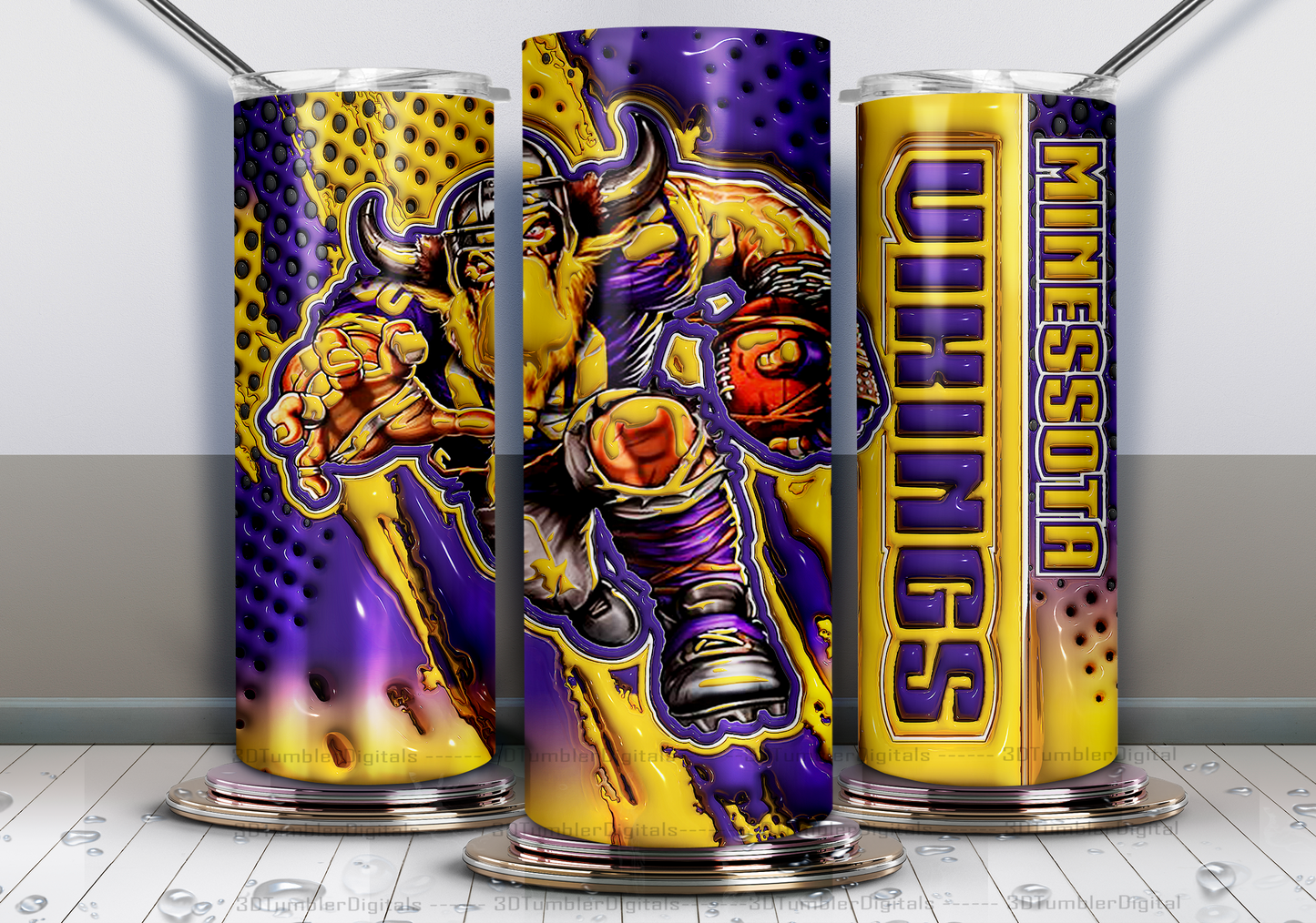 Vikings Tumbler 20oz , 3D Nfl Tumbler 20oz, Nfl Mascot Tumbler LUS- 16