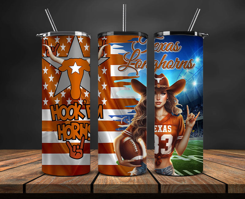 Longhorns Tumbler Wrap, NCAA University College Tumbler Wraps DS-17