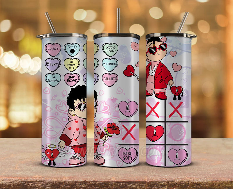 Valentine Tumbler Wraps, Valentines Day Wraps,Valentines Bad Bunny Png, Valentine Gifts,Valentine Tumbler 51