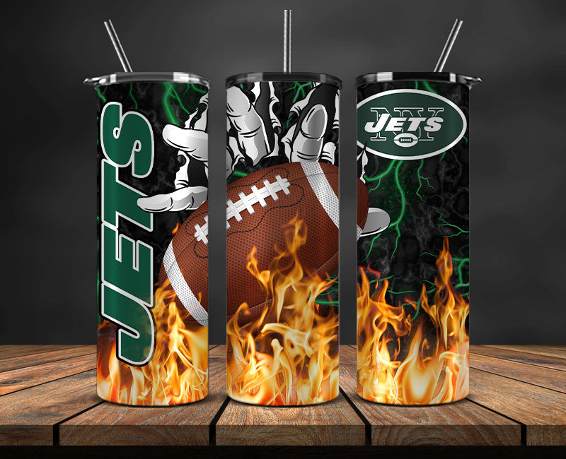 New York Jets Tumbler Wrap, Fire Hand Tumbler Wrap , NFL Football 20oz LUJ- 18