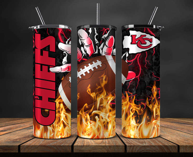 Kansas City Chiefs Tumbler Wrap, Fire Hand Tumbler Wrap , NFL Football 20oz LUJ- 01