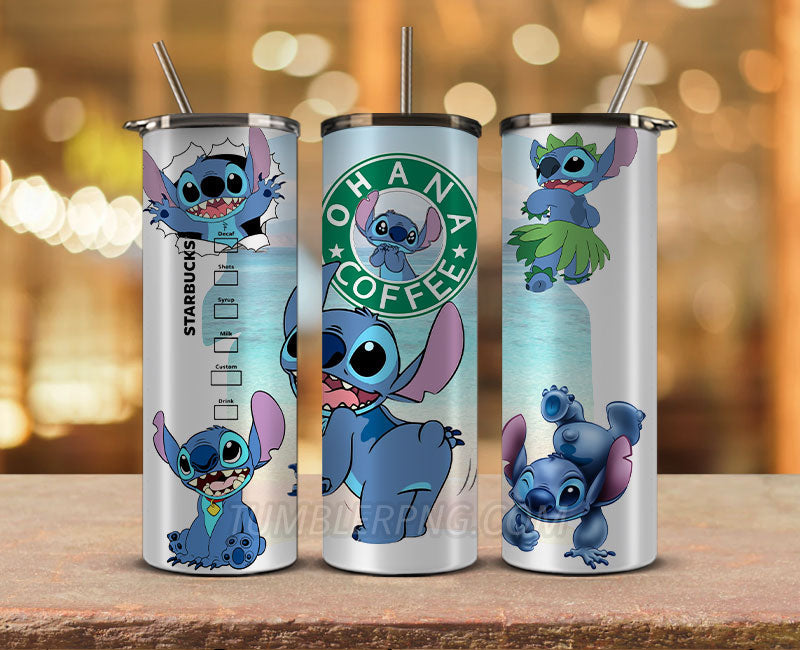 Stitch Starbucks 20oz Tumbler Png,20 oz Skinny Tumbler Wraps, Stitch Tumbler Wrap 01