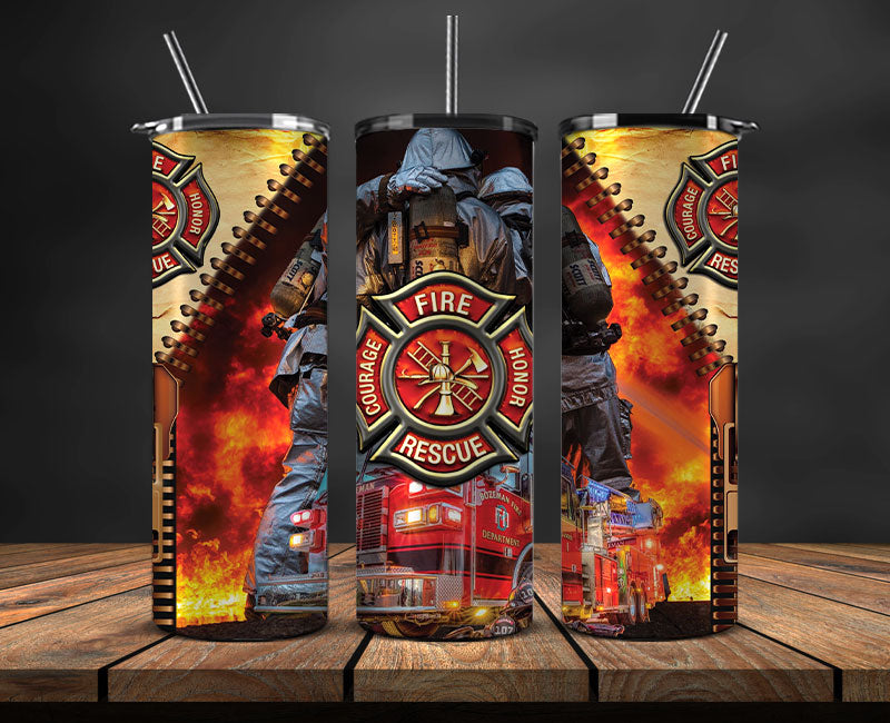 Firefighter Tumbler Wrap , Fire Rescue Fireman 01