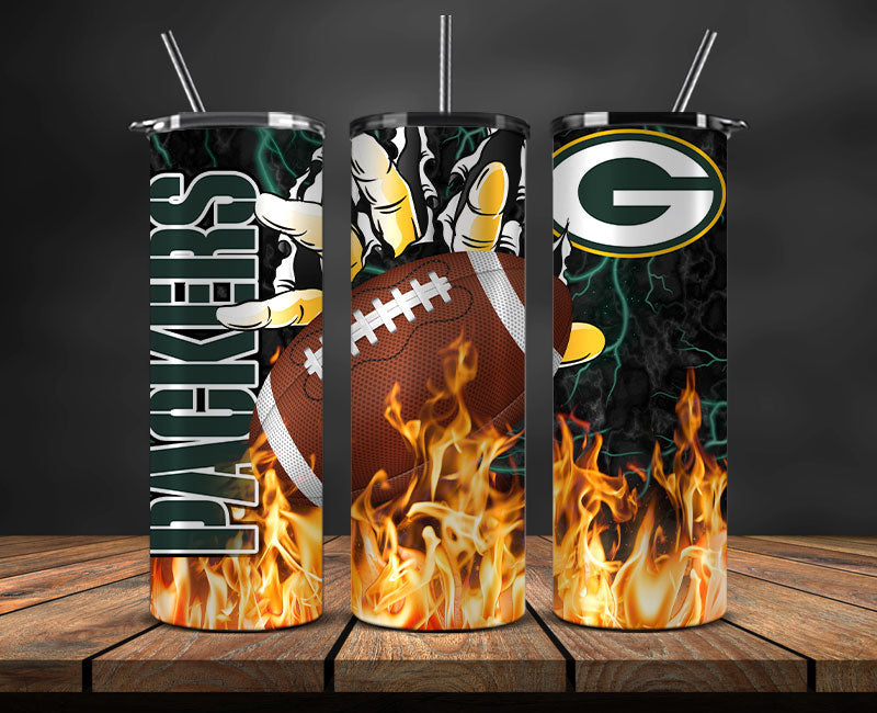 Green Bay Packers Tumbler Wrap, Fire Hand Tumbler Wrap , NFL Football 20oz LUJ- 20