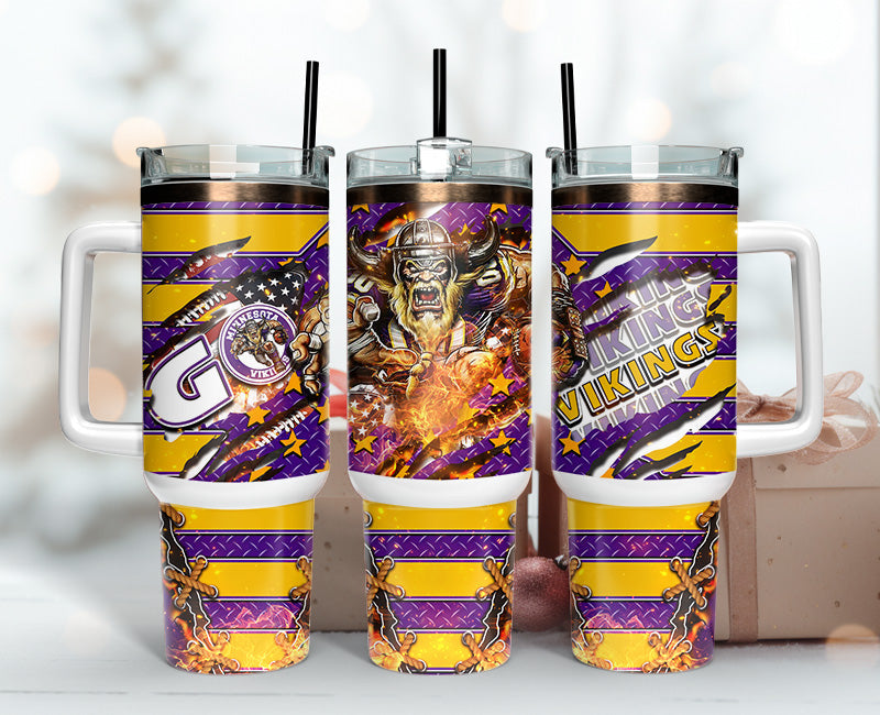 Minnesota Vikings Tumbler 40oz Png, 40oz Tumbler Skinny 21