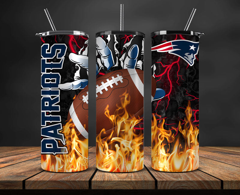 New England Patriots Tumbler Wrap, Fire Hand Tumbler Wrap , NFL Football 20oz LUJ- 22