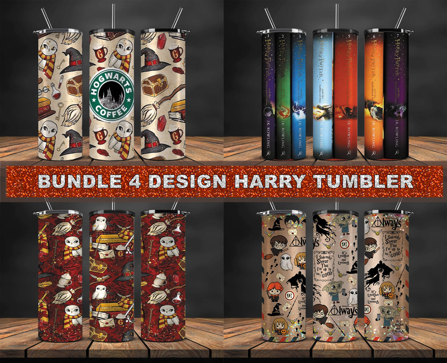 4 Design Mega Bundle of Harry Skinny Tumbler Template ,Harry Magic Tumbler, Magic Tumbler, Tumbler Wrap, Harry Tumbler Wrap 24