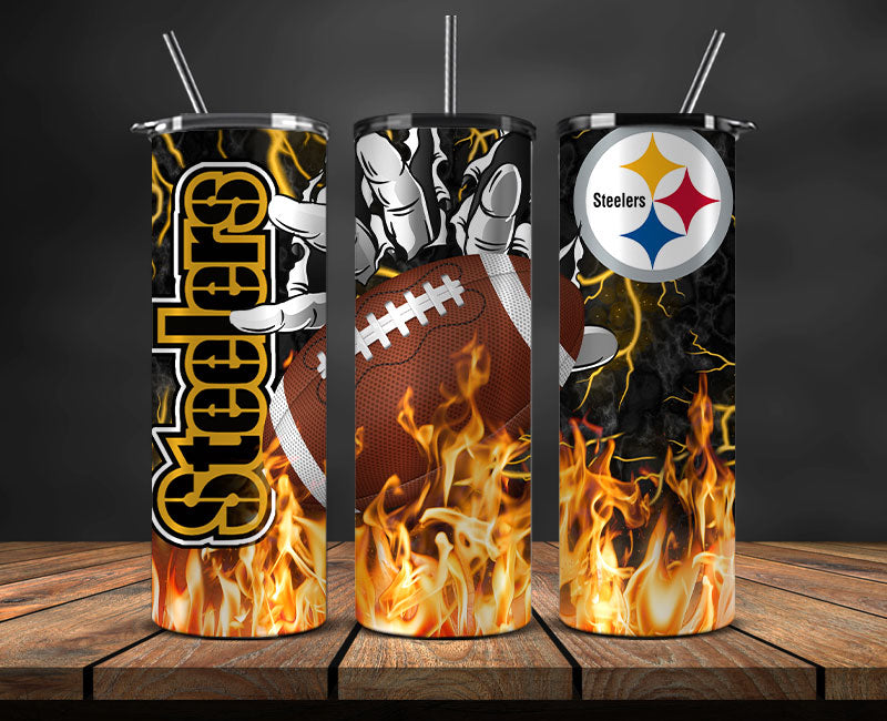 Pittsburgh Steelers Tumbler Wrap, Fire Hand Tumbler Wrap , NFL Football 20oz LUJ- 28