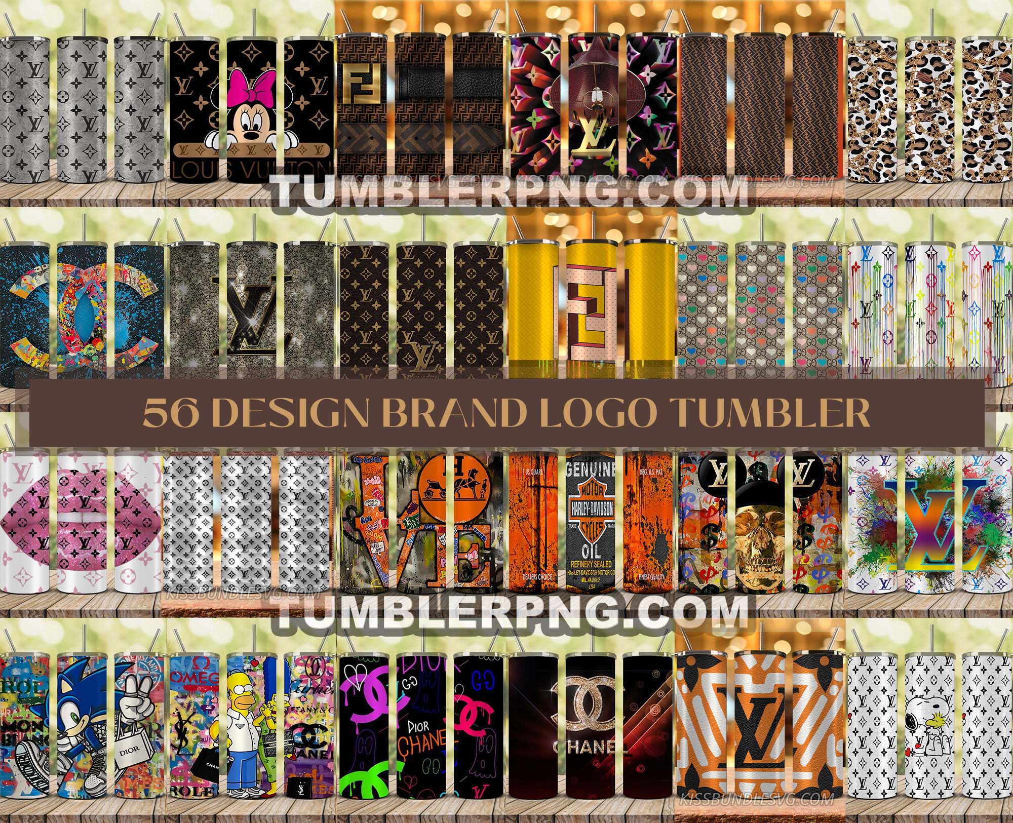 50 Tumbler Wraps 20 oz, Fashion Luxury Logo Tumbler Wrap Png