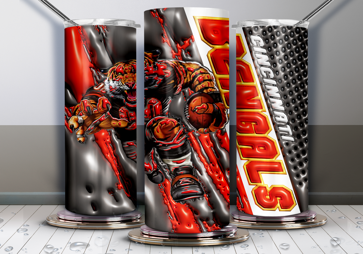 Bengals Tumbler Wrap , 3D Nfl Tumbler Wrap, Nfl Mascot Tumbler 30
