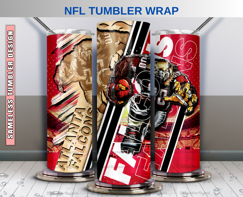 Falcons Tumbler 20oz , Nfl Wood Mascot Tumbler 20oz, Nfl Mascot Tumbler LUS-35