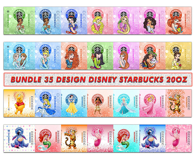 Bundle 20 oz Princess Starbucks Tumbler Wrap Princess Tumbler Wrap , Tumbler Sublimation, Princess Starbucks Tumbler Wrap ,Disney Tumbler Wrap 36
