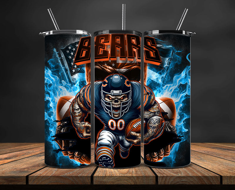 Chicago Bears Fire Tumbler Wraps,NFL Tumbler By AI, AI Tumbler Design 38