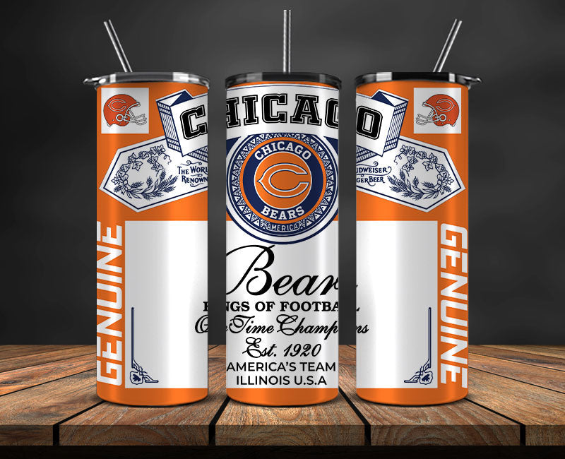 Chicago Bears Tumbler Wrap,Vintage Budweise Tumbler Wrap , NFL Football 20oz LUJ- 39