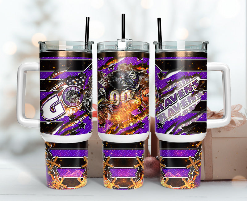 Baltimore Ravens Tumbler 40oz Png, 40oz Tumbler Skinny 03