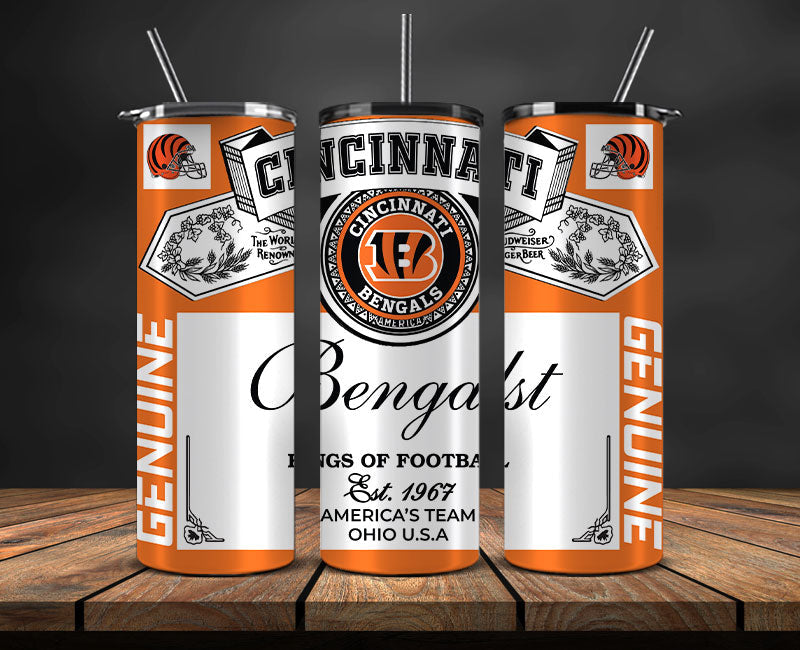 Cincinnati Bengals Tumbler Wrap,Vintage Budweise Tumbler Wrap , NFL Football 20oz LUJ- 40