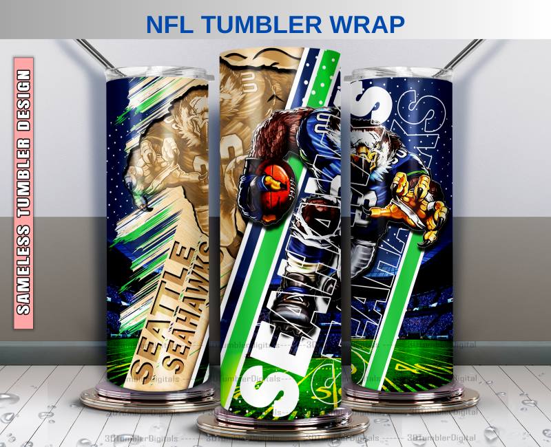 Seahawks Tumbler 20oz , Nfl Wood Mascot Tumbler 20oz, Nfl Mascot Tumbler LUS-40