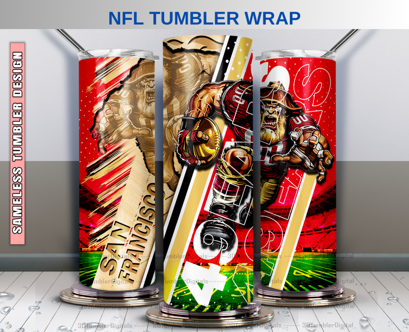 49ers Tumbler 20oz , Nfl Wood Mascot Tumbler 20oz, Nfl Mascot Tumbler LUS-41