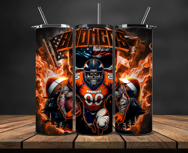 Denver Broncos Fire Tumbler Wraps,NFL Tumbler By AI, AI Tumbler Design 42
