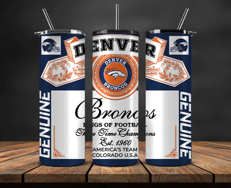 Denver Broncos Tumbler Wrap,Vintage Budweise Tumbler Wrap , NFL Football 20oz LUJ- 43