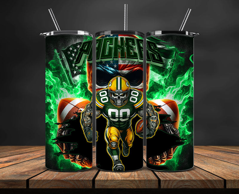 Green Bay Packers Fire Tumbler Wraps,NFL Tumbler By AI, AI Tumbler Design 44