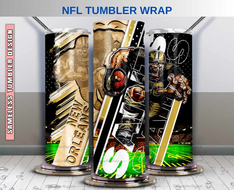 Saints Tumbler Wrap , Nfl Wood Mascot Tumbler Wrap, Nfl Mascot Tumbler 46