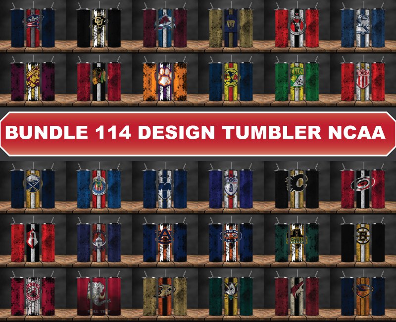 114 Designs NCAA Logo Tumbler Wrap, Bundle Sport Tumbler 47