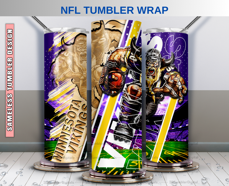 Vikings Tumbler 20oz , Nfl Wood Mascot Tumbler 20oz, Nfl Mascot Tumbler LUS-48