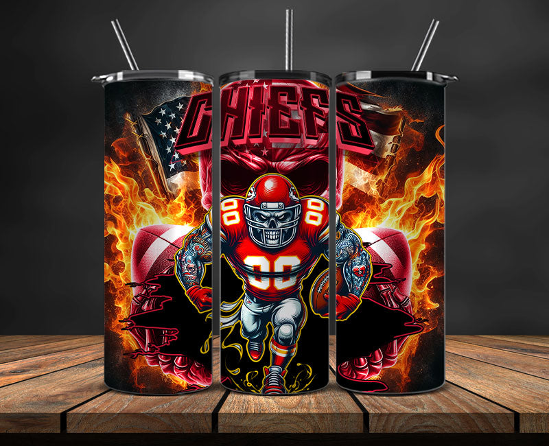 Kansas City Chiefs Fire Tumbler Wraps,NFL Tumbler By AI, AI Tumbler Design 48