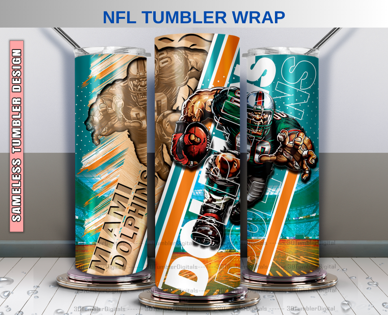 Dolphins Tumbler 20oz , Nfl Wood Mascot Tumbler 20oz, Nfl Mascot Tumbler LUS-49
