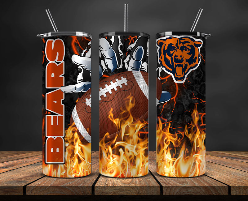 Chicago Bears Tumbler Wrap, Fire Hand Tumbler Wrap , NFL Football 20oz LUJ- 04