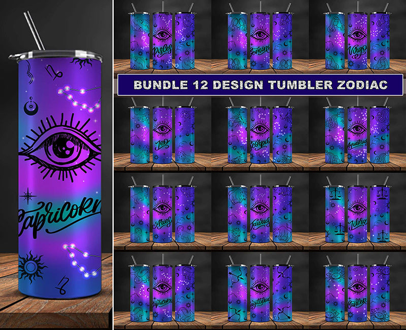 12 Zodiac Bundle 20oz Tumbler Sublimation Design ,Zodiac Tumbler wrap 51
