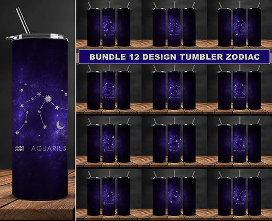 12 Zodiac Bundle 20oz Tumbler Sublimation Design ,Zodiac Tumbler wrap 52