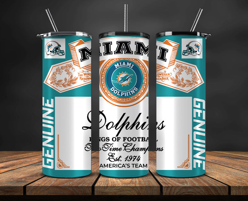 Miami Dolphins Tumbler Wrap,Vintage Budweise Tumbler Wrap , NFL Football 20oz LUJ- 52