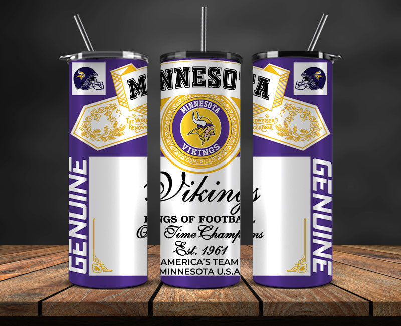 Minnesota Vikings Tumbler Wrap,Vintage Budweise Tumbler Wrap , NFL Football 20oz LUJ- 53